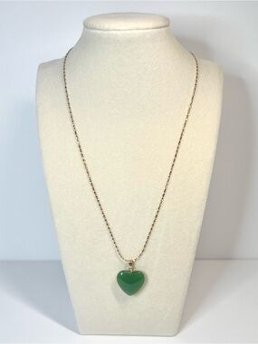 Emerald glass heart pendant necklace
